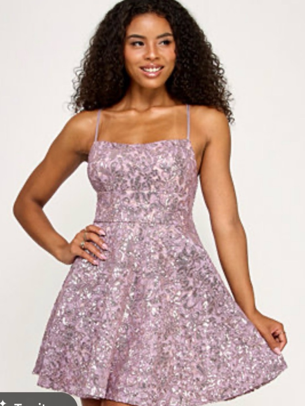Emerald Sundae Sequin Lace Fit & Flare Mini Dress Lavender Purple Size M